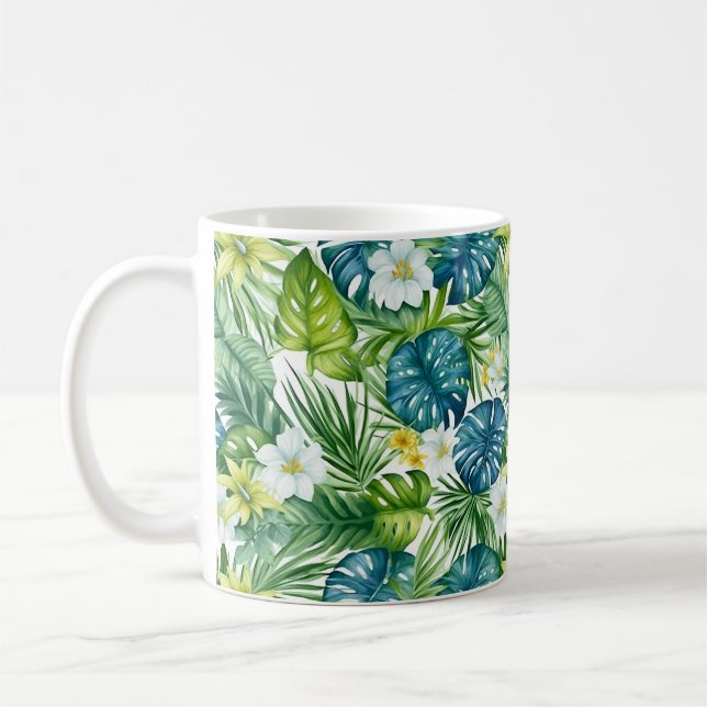 Tropiska Handflatan-blommor Kaffe Mugg (Vänster)