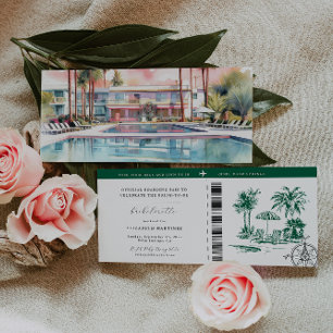Tropiska Handflatan Boarding Pass Bachelorette