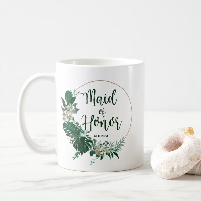 Tropiska Handflatan-Guld-cirkeln Maid of honor Kaffemugg (Med munk)