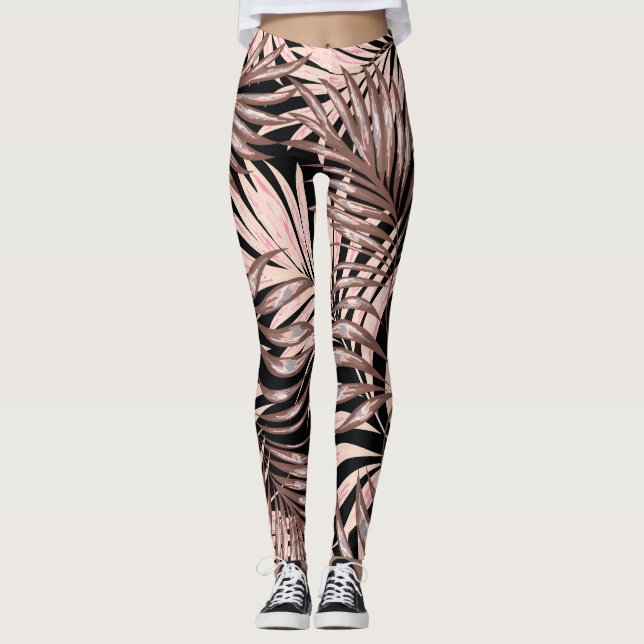Tropiska Handflatan: Jungle-Blommönstret. Leggings (Framsida)