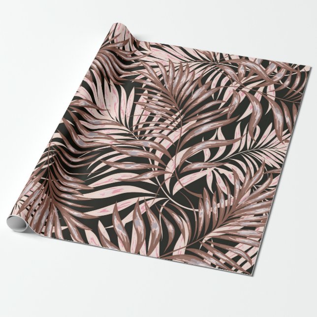 Tropiska handflatan lämnar, djungel. blommigt för  presentpapper (Utrullad)