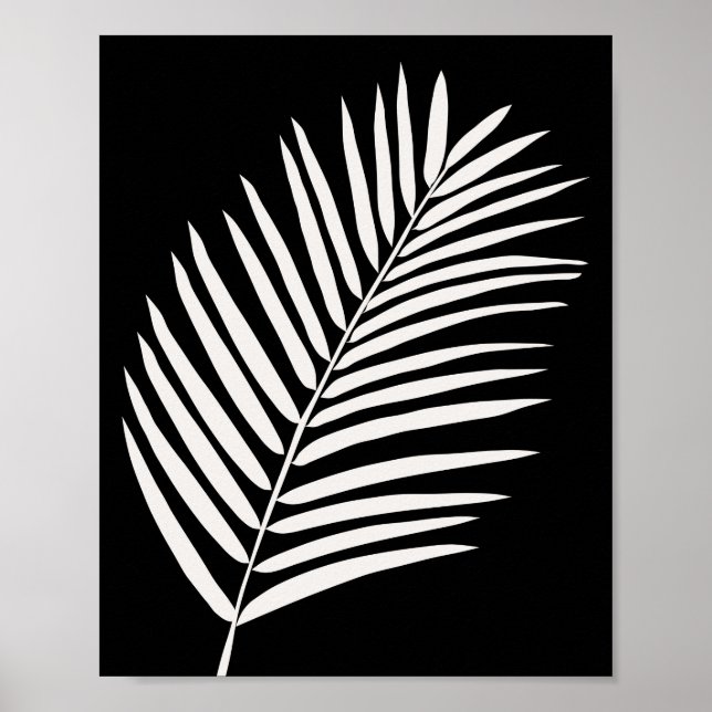 Tropiska Handflatan Löv Black Poster (Framsidan)