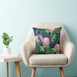 Tropiska Handflatan Löv-Blommigten Kudde