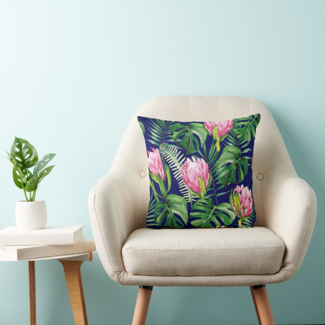 Tropiska Handflatan Löv-Blommigten Kudde (Stol)