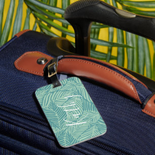 Tropiska Handflatan Löv Hawaii Travel Personlig Na Bagagebricka