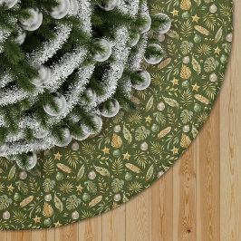 Tropiska Handflatan Löv Mönster Julgransmatta Borstad Polyester
