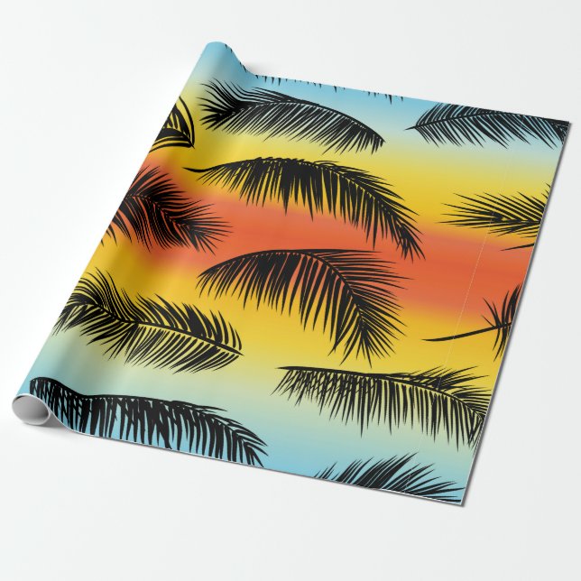 Tropiska handflatan löv mönster presentpapper (Utrullad)