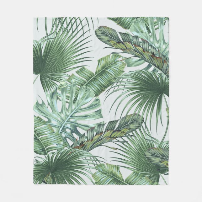Tropiska handflatan-löv, monstera, löv, djungel fleecefilt (Framsidan)