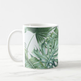 Tropiska handflatan-löv, monstera, löv, djungel kaffemugg
