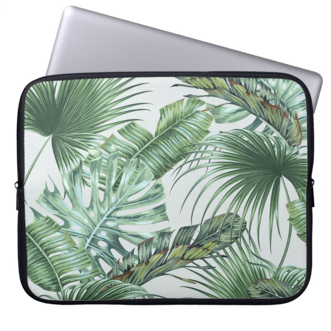 Tropiska handflatan-löv, monstera, löv, djungel laptop fodral (Framsidan)