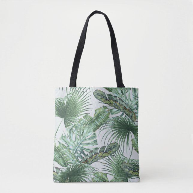 Tropiska handflatan-löv, monstera, löv, djungel tygkasse (Framsida)
