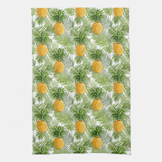 Tropiska Handflatan-Löv och ananas Kökshandduk (Vertikal)