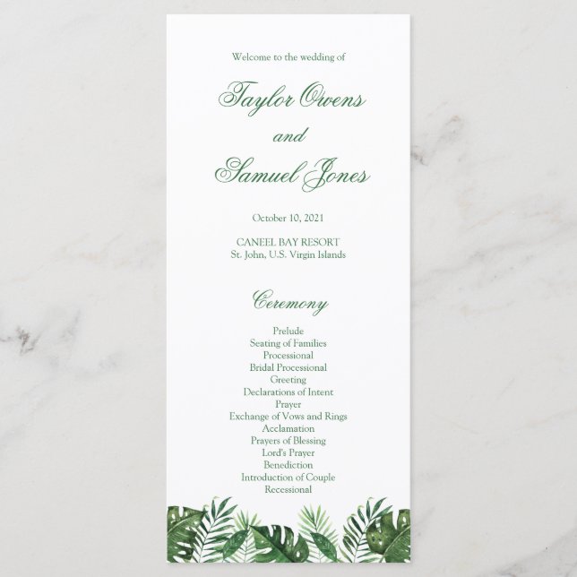 Tropiska Handflatan Löv-program Program (Framsida)