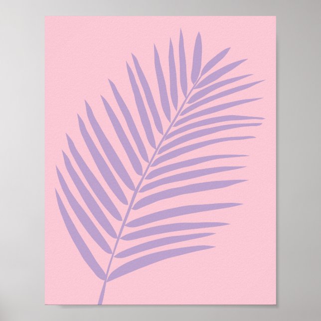 Tropiska Handflatan Löv Rosa och Lila Poster (Framsidan)