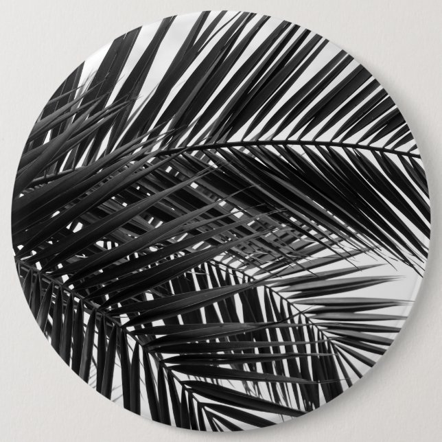 Tropiska Handflatan-Löv - svartvit fotografi Knapp (Framsida)