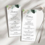 tropiska handflatan-löven  grönt blommigt bröllop meny<br><div class="desc">tropiska handflatan lämnar grey blommigt bröllop. Färg och text kan vara personlig.</div>