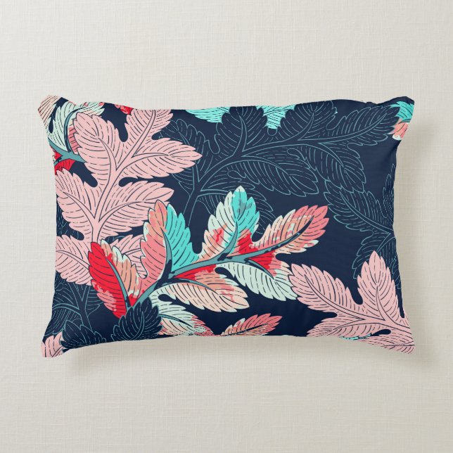 Tropiska Handflatan-Löven: Vintage Mönster Prydnadskudde (Framsidan)