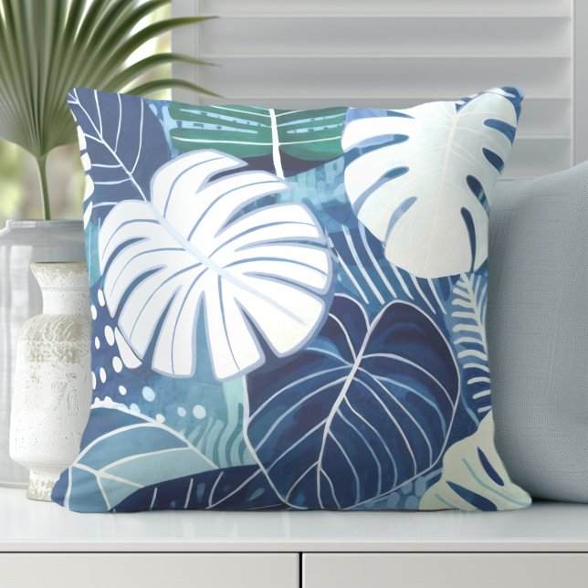 Tropiska Handflatan Lövs Beach House Dekorativ kud Kudde (Discover Gorgeous Coastal Throw Pillows by Totally Coast.)