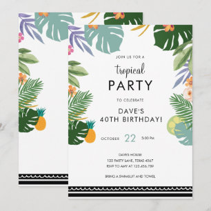 Tropiska Handflatan Luau-Vuxen Hawaiian Birthday Inbjudningar