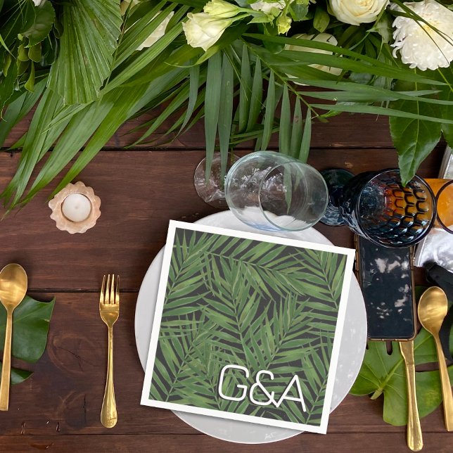 Tropiska Handflatan Nattdagen Himlar Modern Initia Pappersservett (Skapare uppladdad)