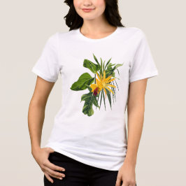 Tropiska handflatan och blommornas sammansättning. t shirt