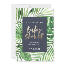 Tropiska handflatan och guld manusdusch för babydu