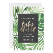 Tropiska handflatan och guld manusdusch för babydu