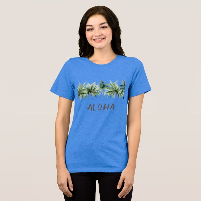 Tropiska Handflatan Träd Aloha T Shirt (Framsida Full)