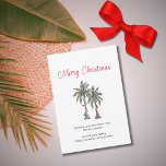 Tropiska Handflatan Träd Beach God jul Julkort<br><div class="desc">Tropiskt hälsningskort för Beach God jul,  med en illustration av botaniskt handflatan träd och manustypografi. Med anpassadet text lägger du till egen information. Ett festligt sätt skickar önskemål till vänner och familj från tropikarna.</div>