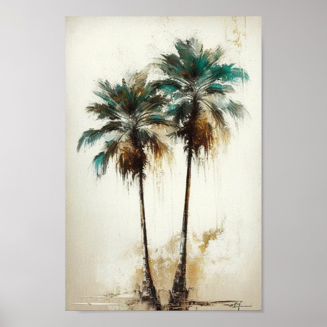 Tropiska Handflatan Träd, Beach Wall Art Poster (Framsidan)