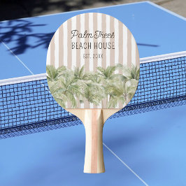 Tropiska Handflatan Träd Beige Rand Beach House Pingisracket