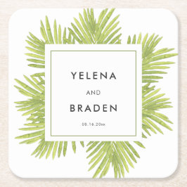 Tropiska handflatan träd bröllop underlägg papper kvadrat