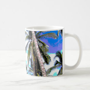 Tropiska Handflatan Träd. Förstorad design. Kaffemugg