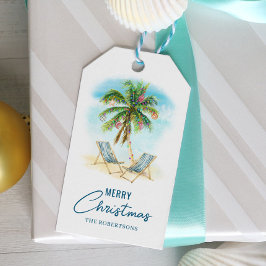 Tropiska Handflatan Träd God jul Presentetikett