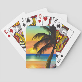 Tropiska Handflatan Träd och sunset Casinokort