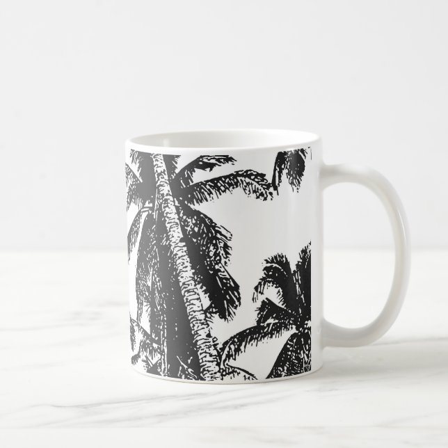 Tropiska Handflatan Träd. Posteriserad Löv mönster Kaffemugg (Höger)