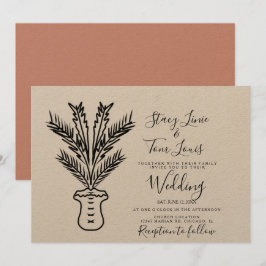 Tropiska Handflatan Träd Poted Hand plockade Earth Inbjudningar