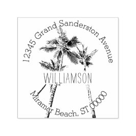 Tropiska Handflatan Träd Returadress Självfärgande Stämpel