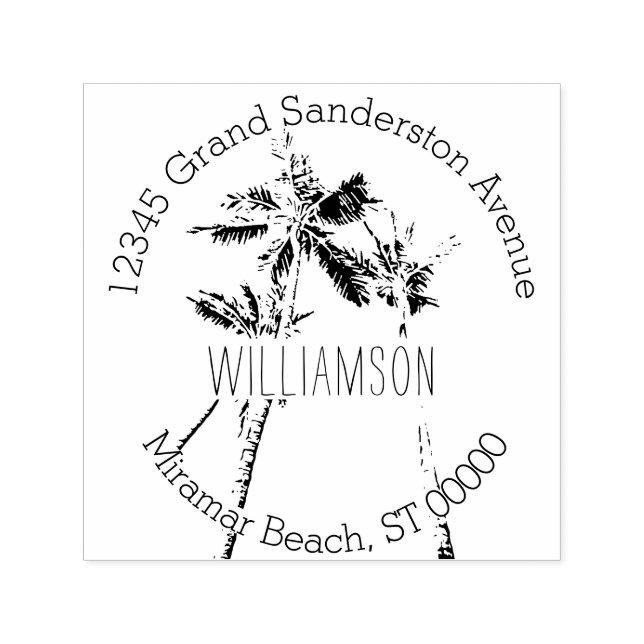 Tropiska Handflatan Träd Returadress Självfärgande Stämpel (Design)