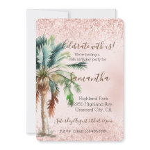 Tropiska Handflatan Träd Rosa Glitter