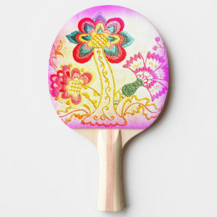 tropiska handflatan träd rosa pingisracket