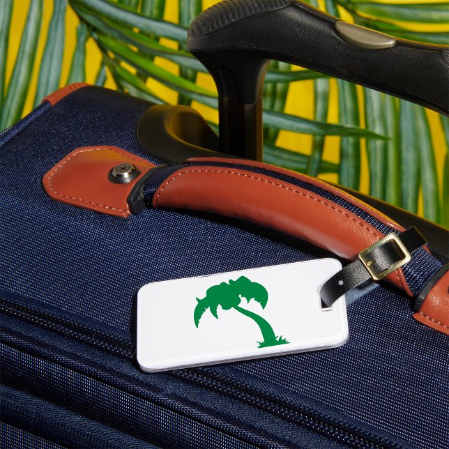 Tropiska Handflatan Träd Silhouette Grönt Island B Bagagebricka (Skapare uppladdad)