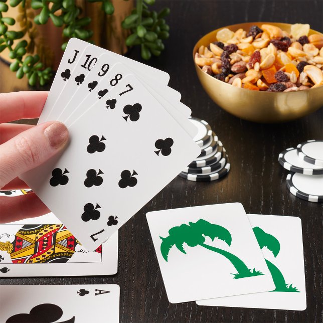 Tropiska Handflatan Träd Silhouette Grönt Island B Casinokort (Skapare uppladdad)