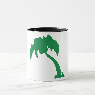 Tropiska Handflatan Träd Silhouette Grönt Island B Mugg