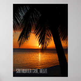 Tropiska Handflatan Träd sunset i Belize Poster