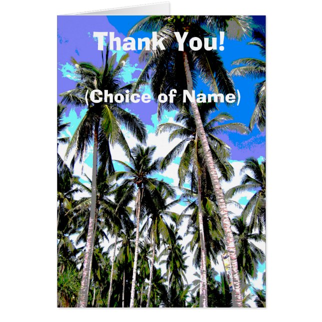 Tropiska Handflatan Träd Tack! OBS Kort (Framsidan)
