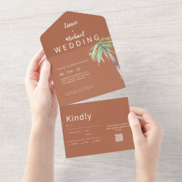 Tropiska Handflatan Träd Terracotta QR-koden Bröll