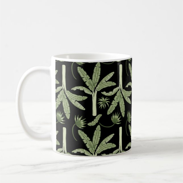 Tropiska handflatan träd utan sömlösa mönster kaffemugg (Vänster)