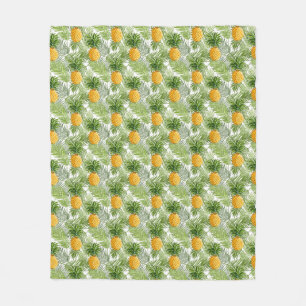 Tropiska handflatanlöv & ananas fleecefilt