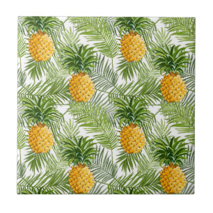 Tropiska handflatanlöv & ananas kakelplatta